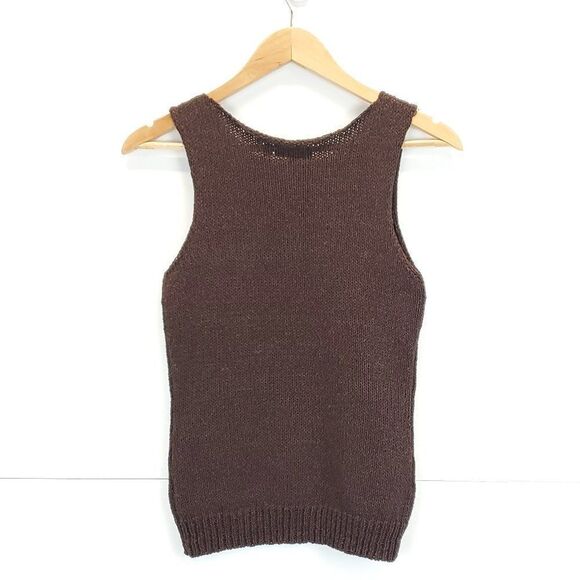 Theory Brown Knit Merletto Shell Sleeveless Sweater Top - Picture 5 of 14